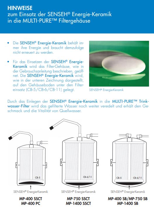 SENSEH® Energie-Keramik für alle MULTIPURE Modelle